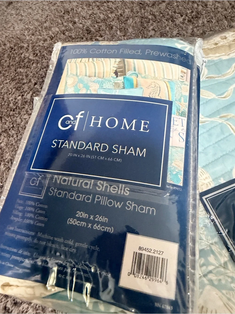 C&F Home Natural Shells Oversized Full Queen Quilt + Standard Sham NWT Coastal